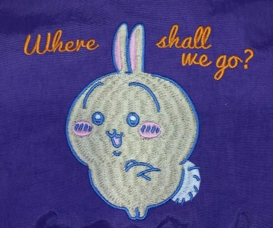 ちいかわ 刺繍ポーチ うさぎどこに行く？COL:PURPLE - kyoemeguro