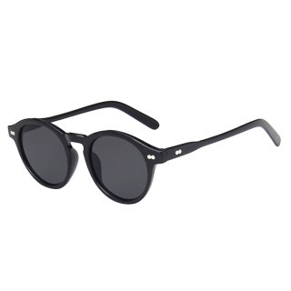 Select Round Retro Vintage Sunglasses (Black×Grey)