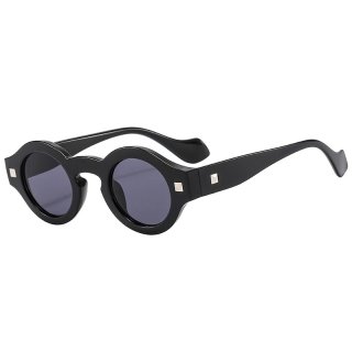 Select Vintage Small Round Sunglasses (Black)