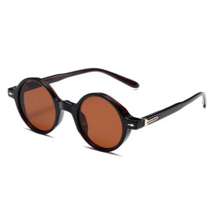 Select Vintage Rivets Circle Round Sunglasses (Brown)