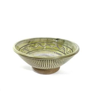 小鹿田焼 黒木昌伸窯 5寸丼 青 内外かんな/櫛引 青