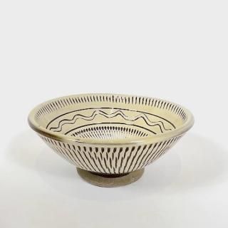 小鹿田焼 黒木昌伸窯 5寸丼 内外かんな/櫛引 白