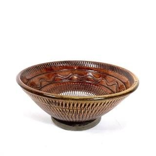 小鹿田焼 黒木昌伸窯 5寸丼 内外かんな/櫛引 飴