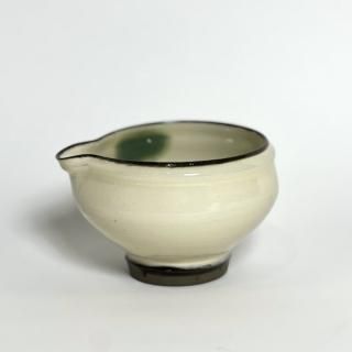 小鹿田焼 坂本浩二窯 4寸片口 三彩 白地に内青