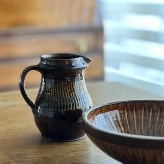 小鹿田焼 ピッチャー 4.5寸 坂本浩二窯 飴