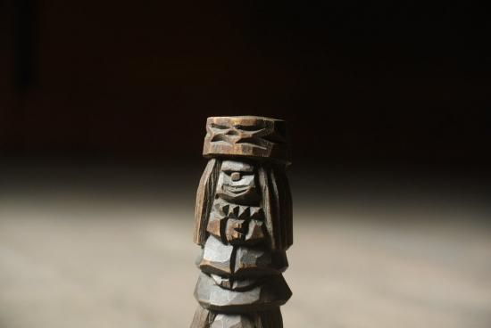 古い木彫り　面 アンティーク 能面 木彫 翁