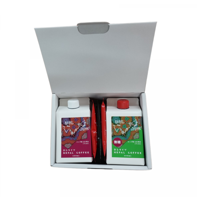 割るタイプ NEPAL COFFEE オリジナル×1+無糖×1+ドリップパック3包 赤黒赤※ギフトボックス