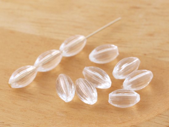 vintage clear oval facet beads 10x6mm