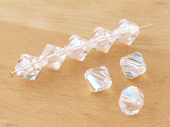 vintage clear facet beads AB 8mm