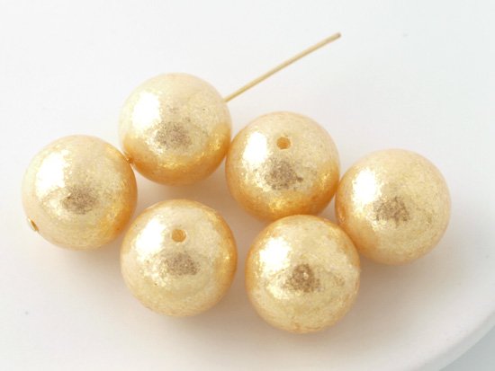 gold glitter pearl beads 13.5mm