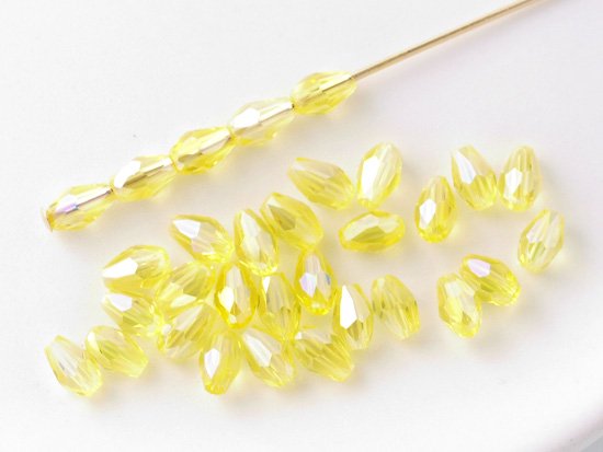 clear yellow tear drop cut beads 5mm