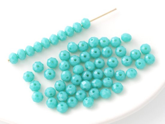 blue green facet rondell spacer beads 4mm