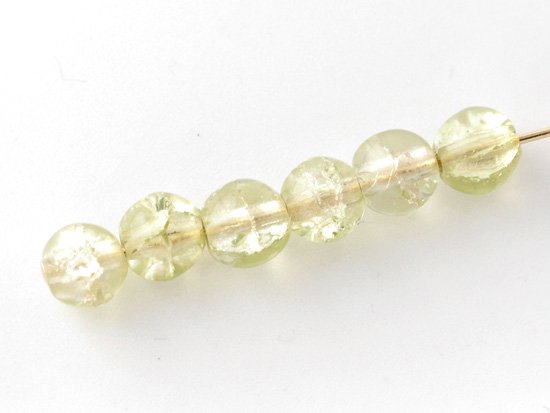 vintage light green crackle round beads 6mm