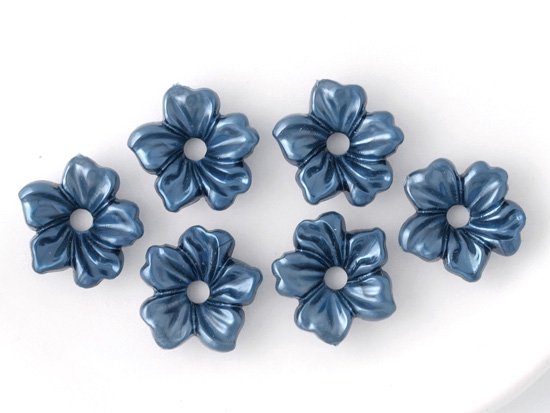 vintage navy blue stackable flower 14mm