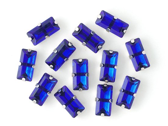 blue rectangle glass silver setting 10x5mm