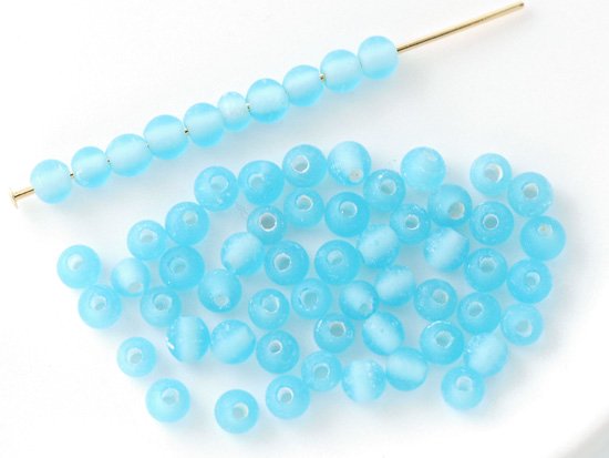 vintage frost light blue round beads 3mm