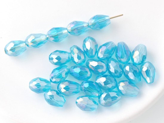 blue tear drop cut beads 8x6mm