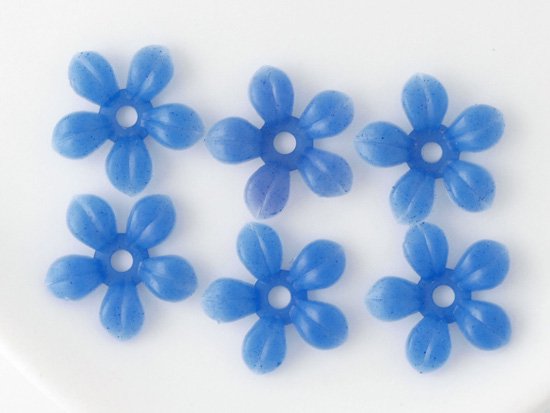 vintage blue 5petal stackable flower 17mm