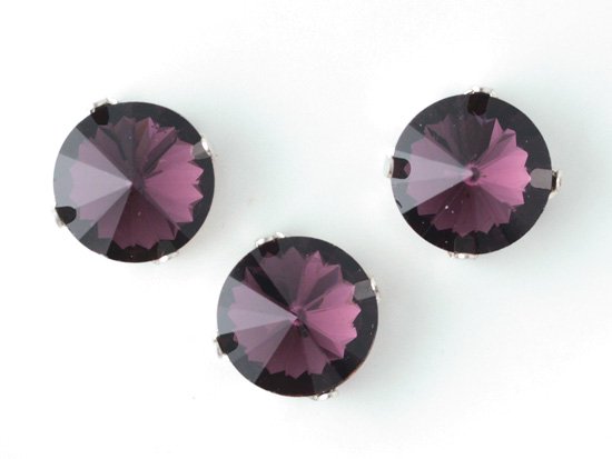 purple round glass with setting 12mm