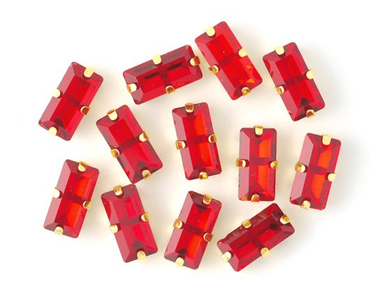 red rectangle glass gold setting 10x5mm