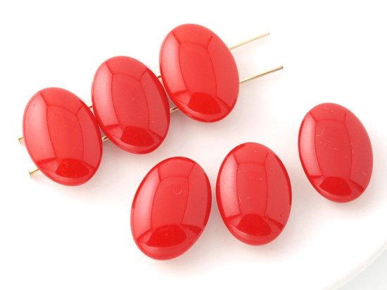 vintage red oval 2hole beads 13x18mm