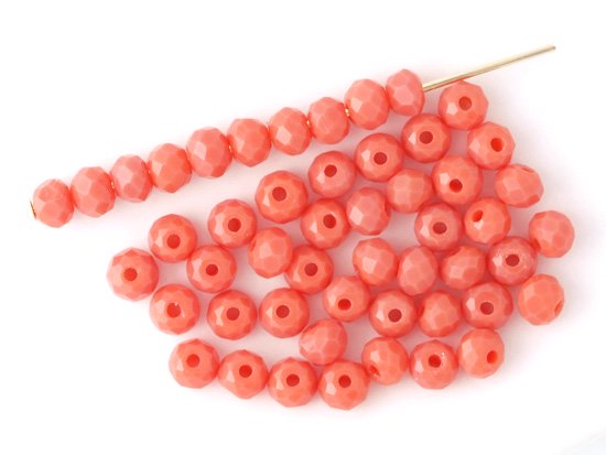 red orange facet rondell spacer beads 4mm