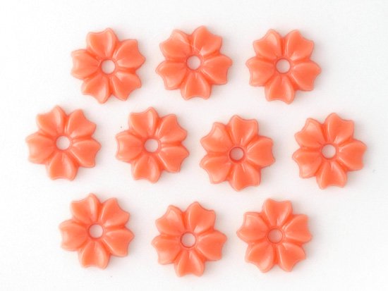 vintage pink orange stackable flower 8.5mm