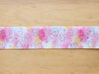 pink yellow blue marble candy hearts emboss grosgrain ribbon 25mmx1M