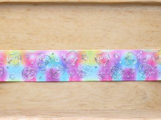 colorful marble candy hearts emboss grosgrain ribbon 25mmx1M