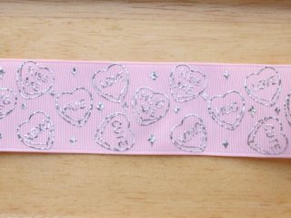 pink candy hearts emboss grosgrain ribbon 38mmx1M