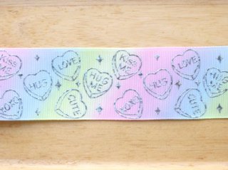pastel candy hearts emboss grosgrain ribbon 38mmx1M