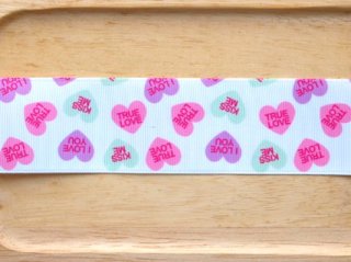 colorful candy hearts grosgrain ribbon 38mmx1M