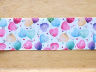 colorful candy hearts silver dot grosgrain ribbon 38mmx1M