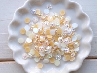 mix ivory color facet rhinestone AB 6mm