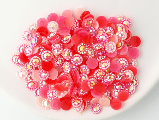 mix pink color facet rhinestone AB 6mm