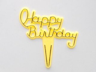 Happy Birthday yellow pick 5cm