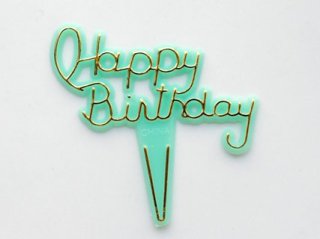 Happy Birthday green pick 5cm