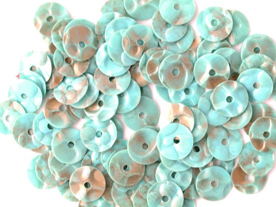 turquoise blue and bronze texture round spangle 6mm