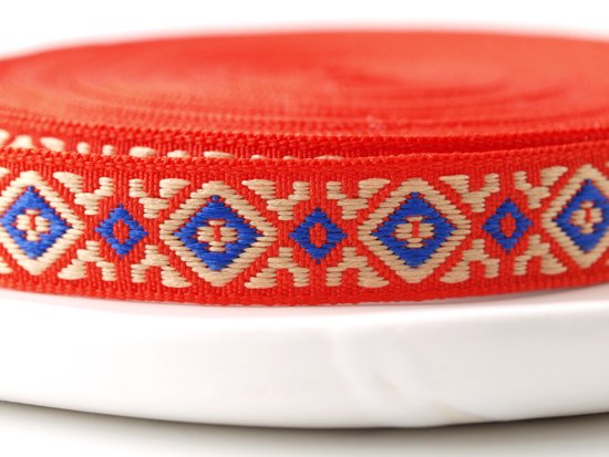 red rhombic embroidery ribbon 11mmx1M