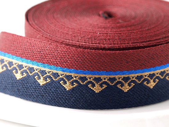 navy bordeaux embroidery ribbon 20mmx1M