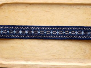 navy star embroidery ribbon 22mmx1M
