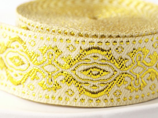 ivory gold embroidery ribbon 19mmx1M