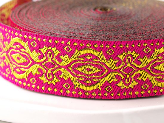 pink gold embroidery ribbon 19mmx1M
