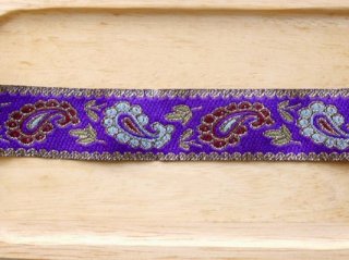 purple paisley embroidery ribbon 28mmx1M