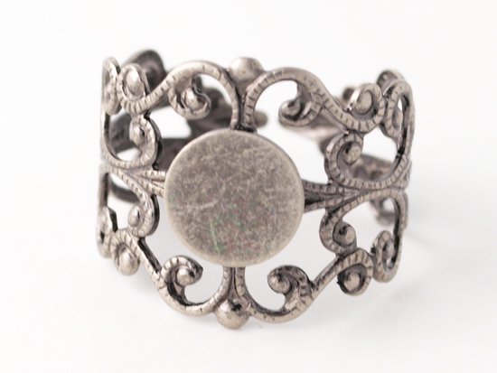 filigree with setting ring antique silver 8mm