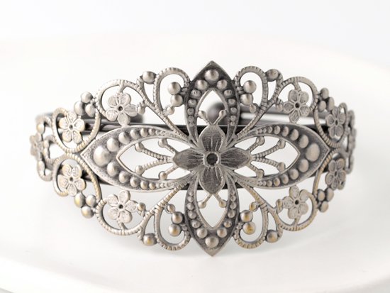 filigree with setting bangle antique silver 35mmx80mm