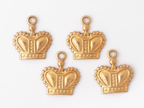 crown charm brass gold 12x11mm