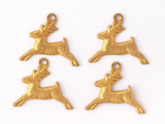 deer charm brass gold 12.5x15mm