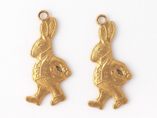 rabbit charm brass gold 22x10mm