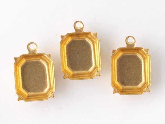 square setting brass gold 12x10mm
